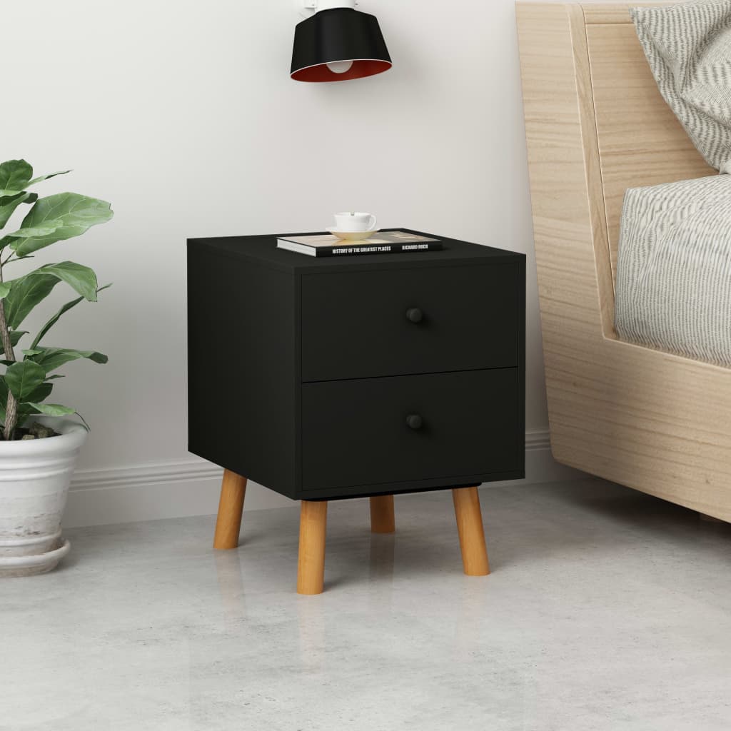 Yöpöydät 2 kpl musta 40x30x50 cm täysi mänty - Sisustajankoti.fi