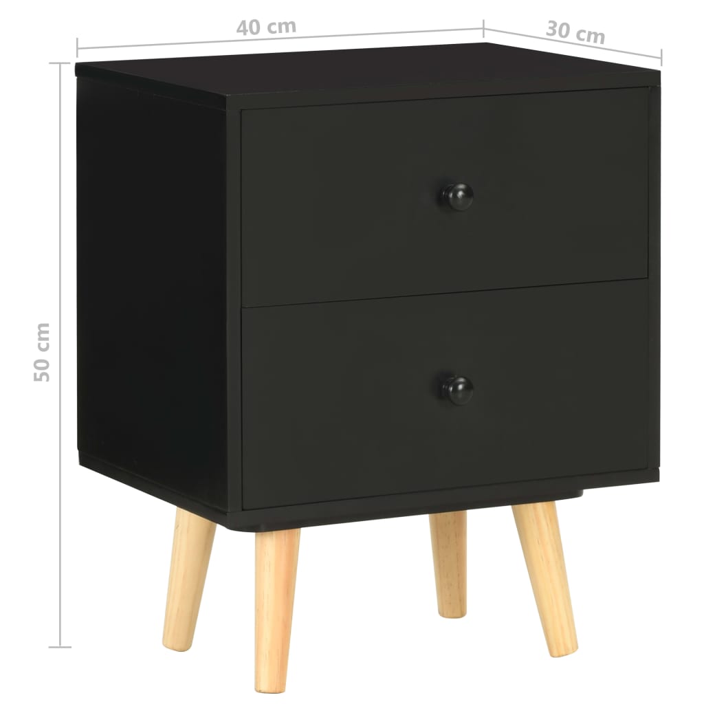Yöpöydät 2 kpl musta 40x30x50 cm täysi mänty - Sisustajankoti.fi