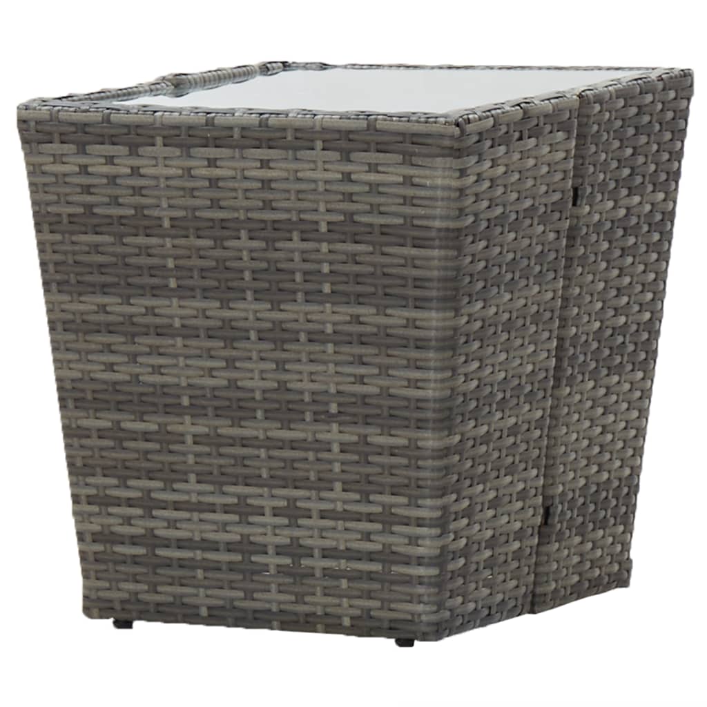 Teepöytä harmaa 41,5x41,5x43 cm polyrottinki ja karkaistu lasi - Sisustajankoti.fi