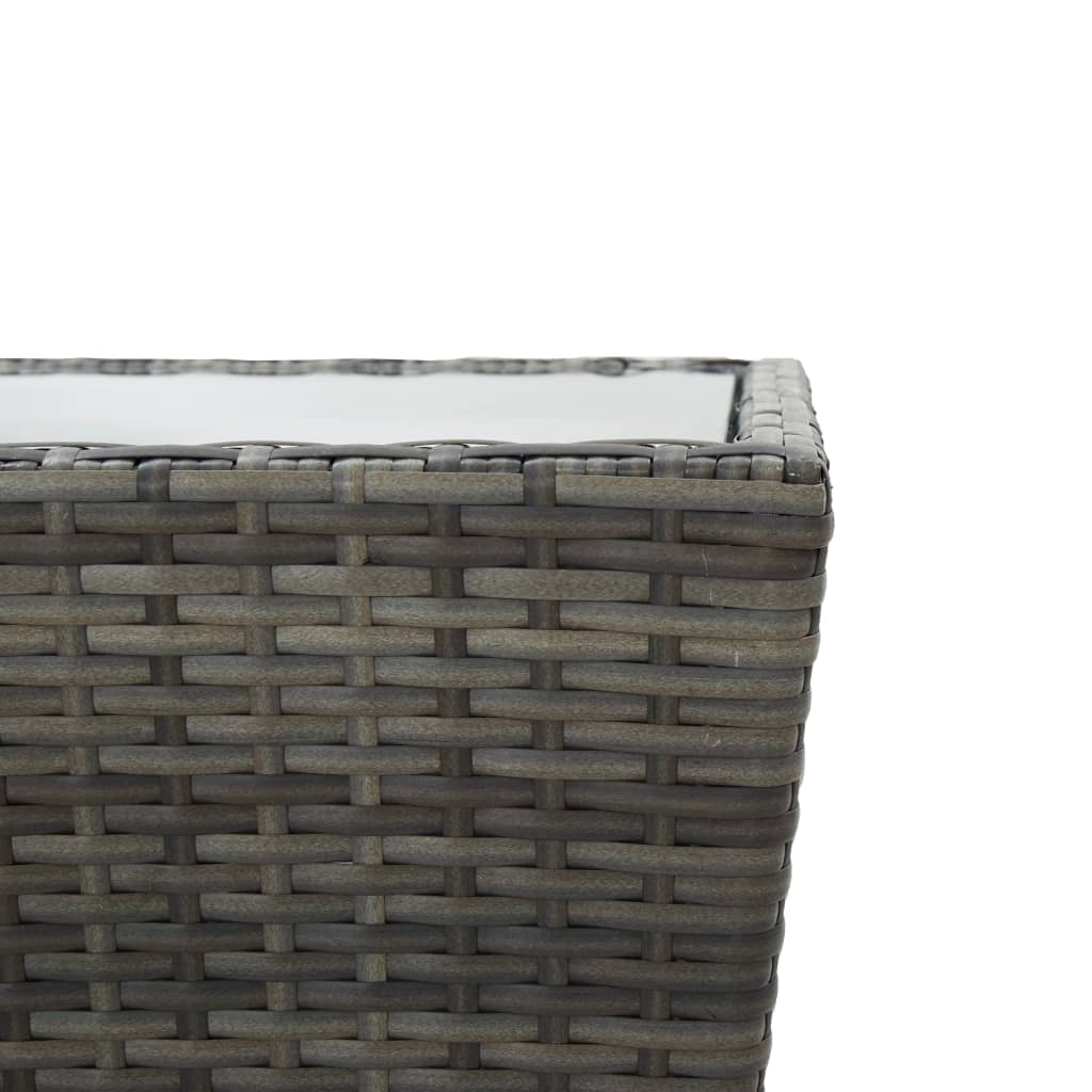 Teepöytä harmaa 41,5x41,5x43 cm polyrottinki ja karkaistu lasi - Sisustajankoti.fi