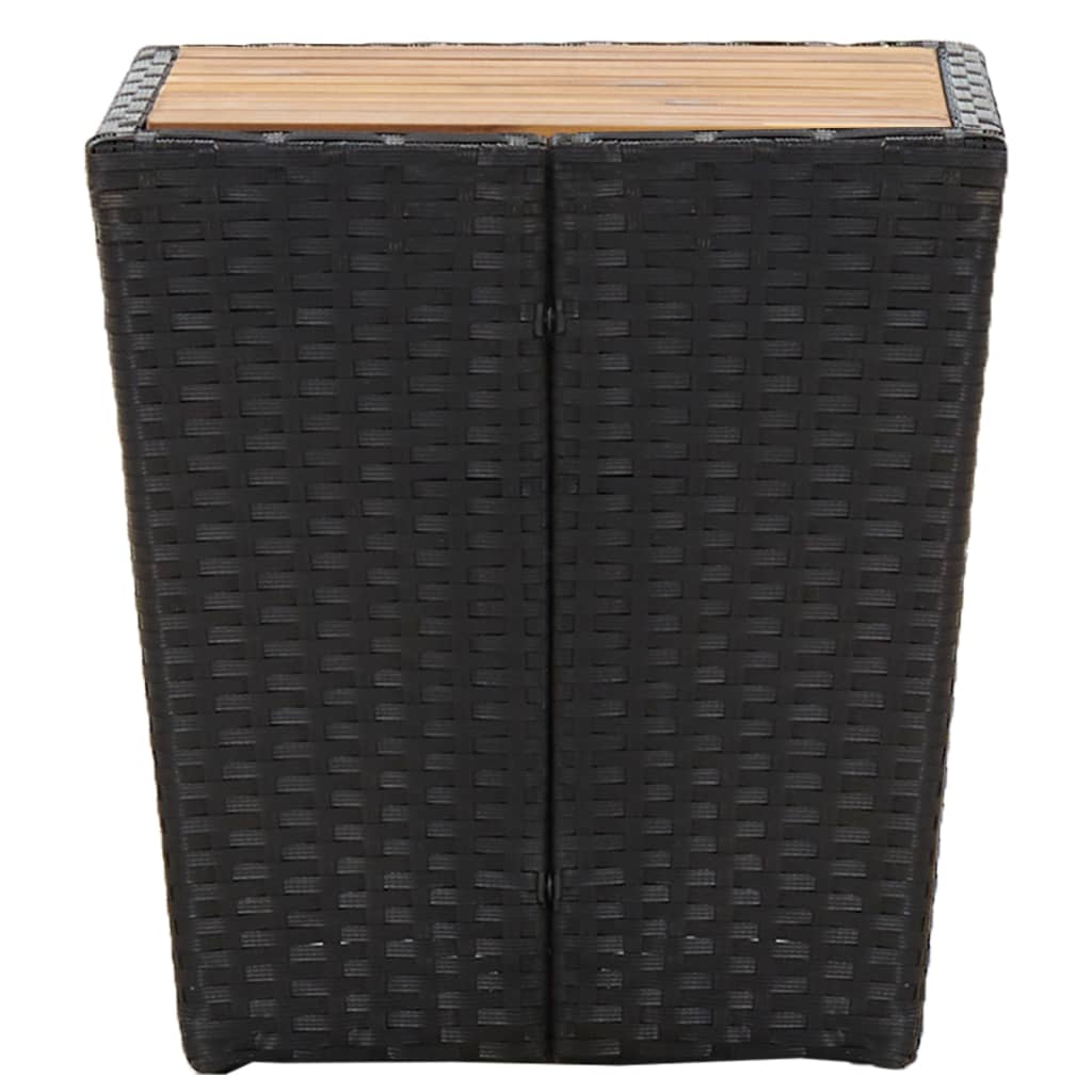 Teepöytä musta 41,5x41,5x43 cm polyrottinki ja täysi akaasiapuu - Sisustajankoti.fi