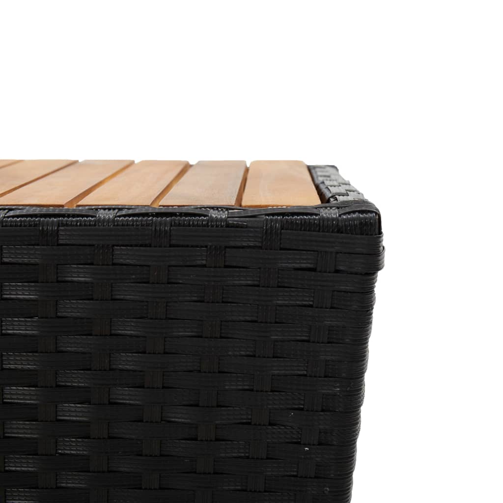 Teepöytä musta 41,5x41,5x43 cm polyrottinki ja täysi akaasiapuu - Sisustajankoti.fi