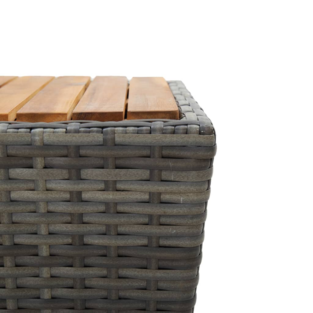 Teepöytä harmaa 41,5x41,5x43cm polyrottinki ja täysi akaasiapuu - Sisustajankoti.fi