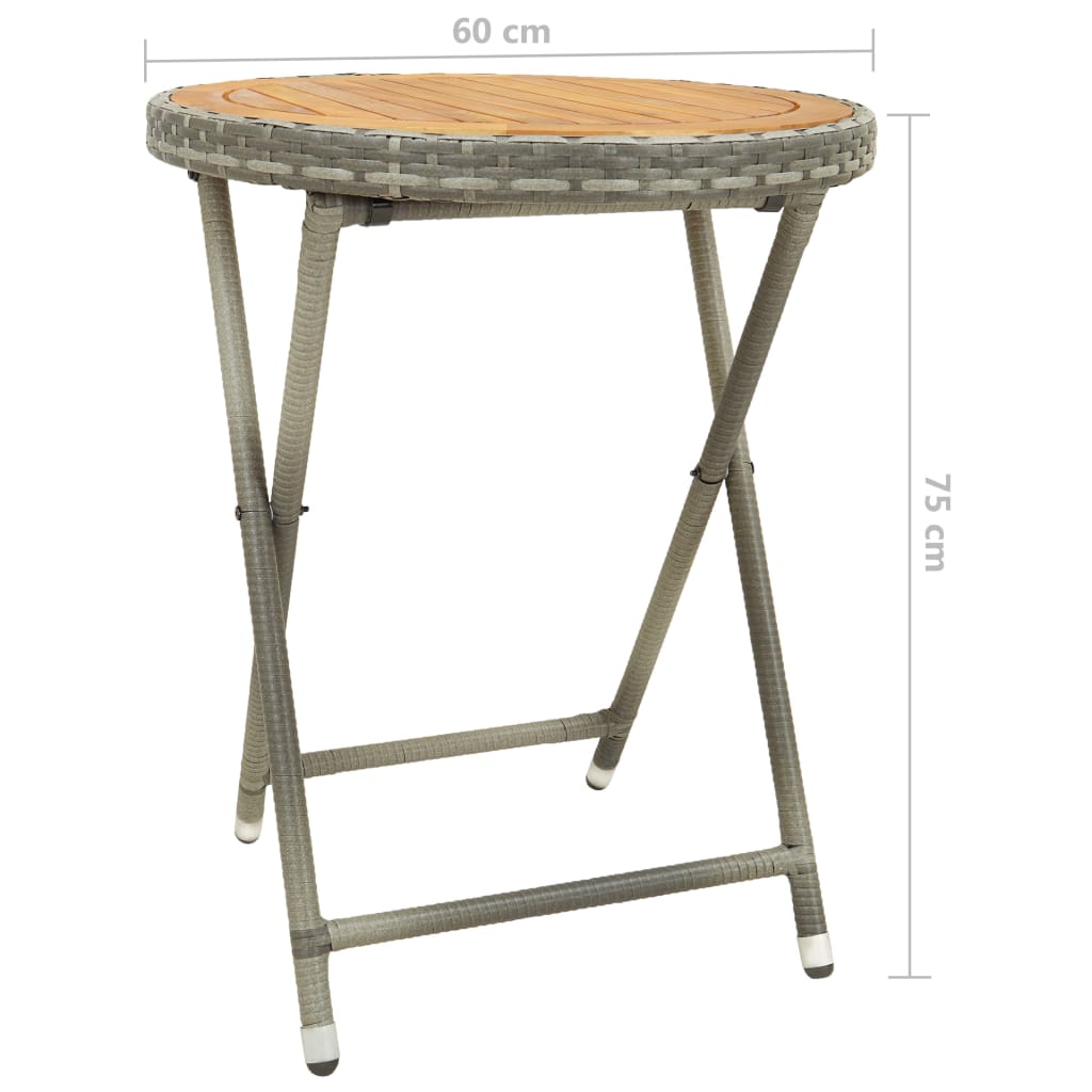 Teepöytä harmaa 60 cm polyrittinki ja täysi akaasiapuu - Sisustajankoti.fi