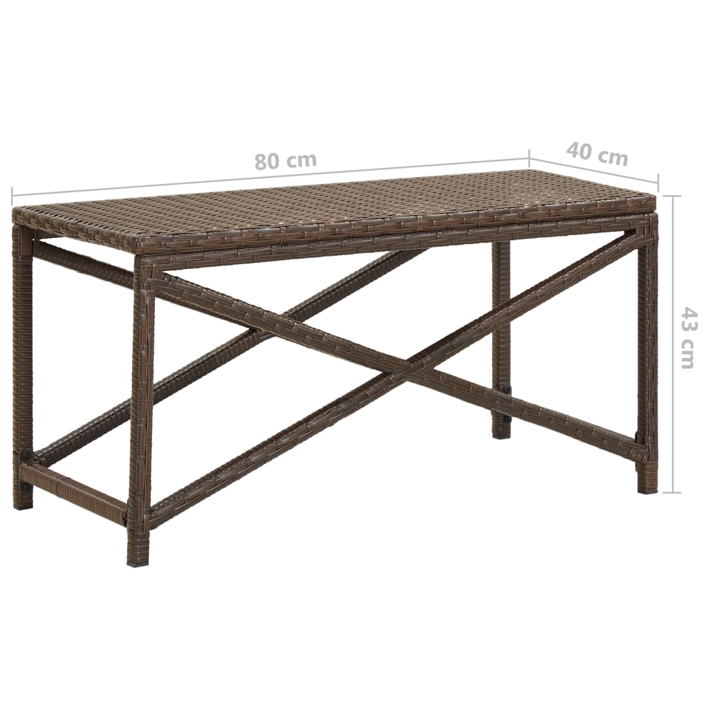 Puutarhapenkki 80 cm polyrottinki ruskea - Sisustajankoti.fi