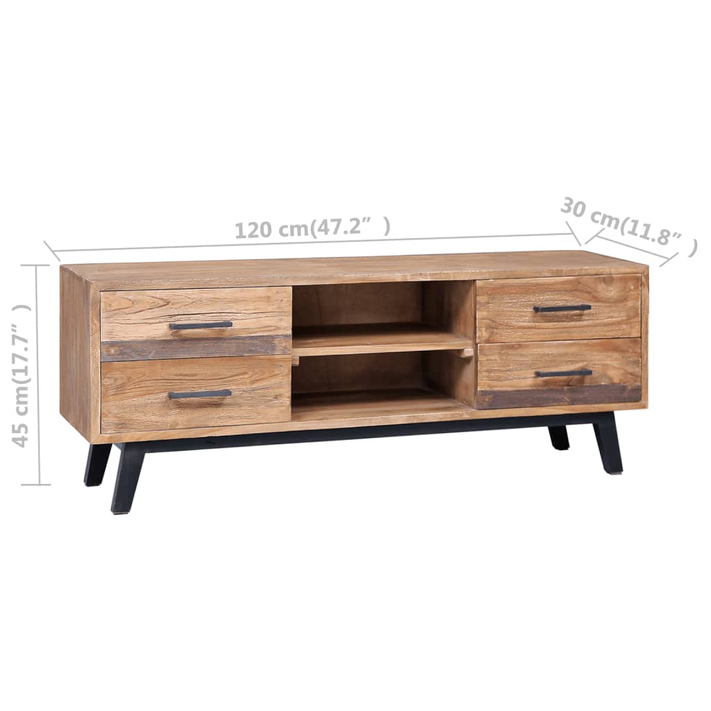TV-taso 120x30x45 cm täysi tiikki - Sisustajankoti.fi
