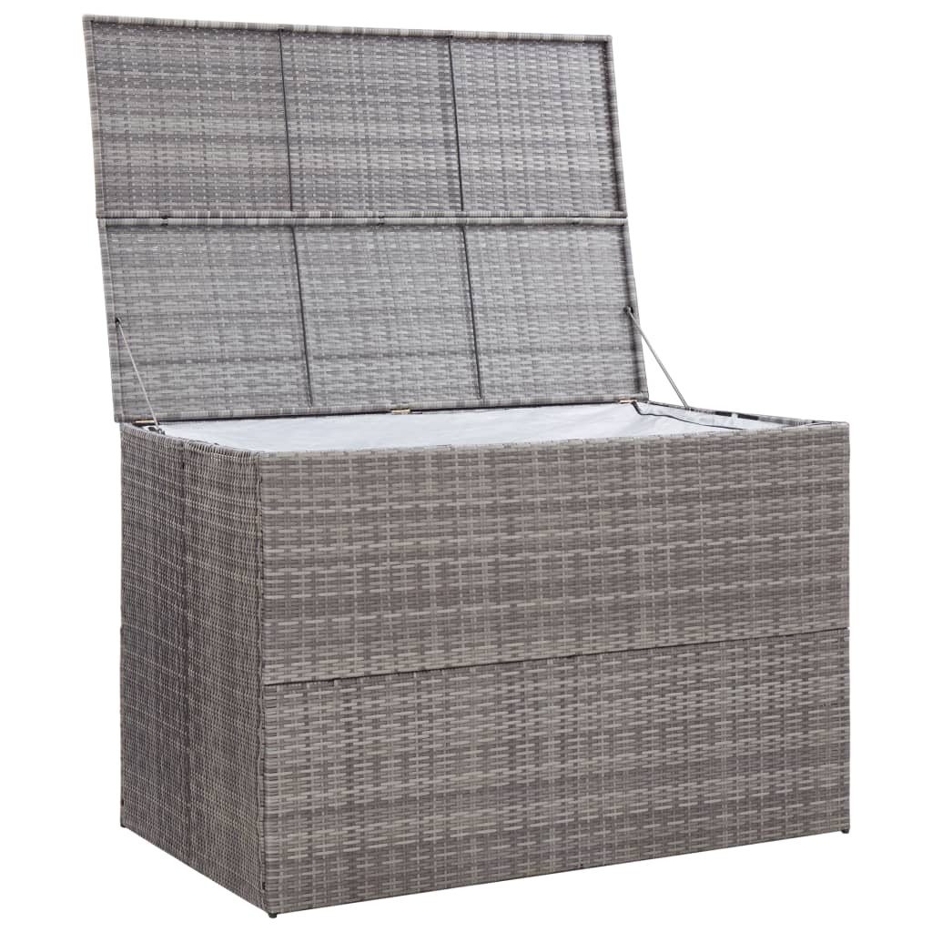 Ulkosäilytyslaatikko harmaa 150x100x100 cm polyrottinki - Sisustajankoti.fi