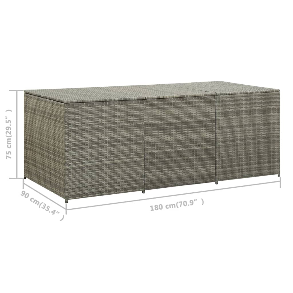 Puutarhan säilytyslaatikko polyrottinki 180x90x75 cm harmaa - Sisustajankoti.fi