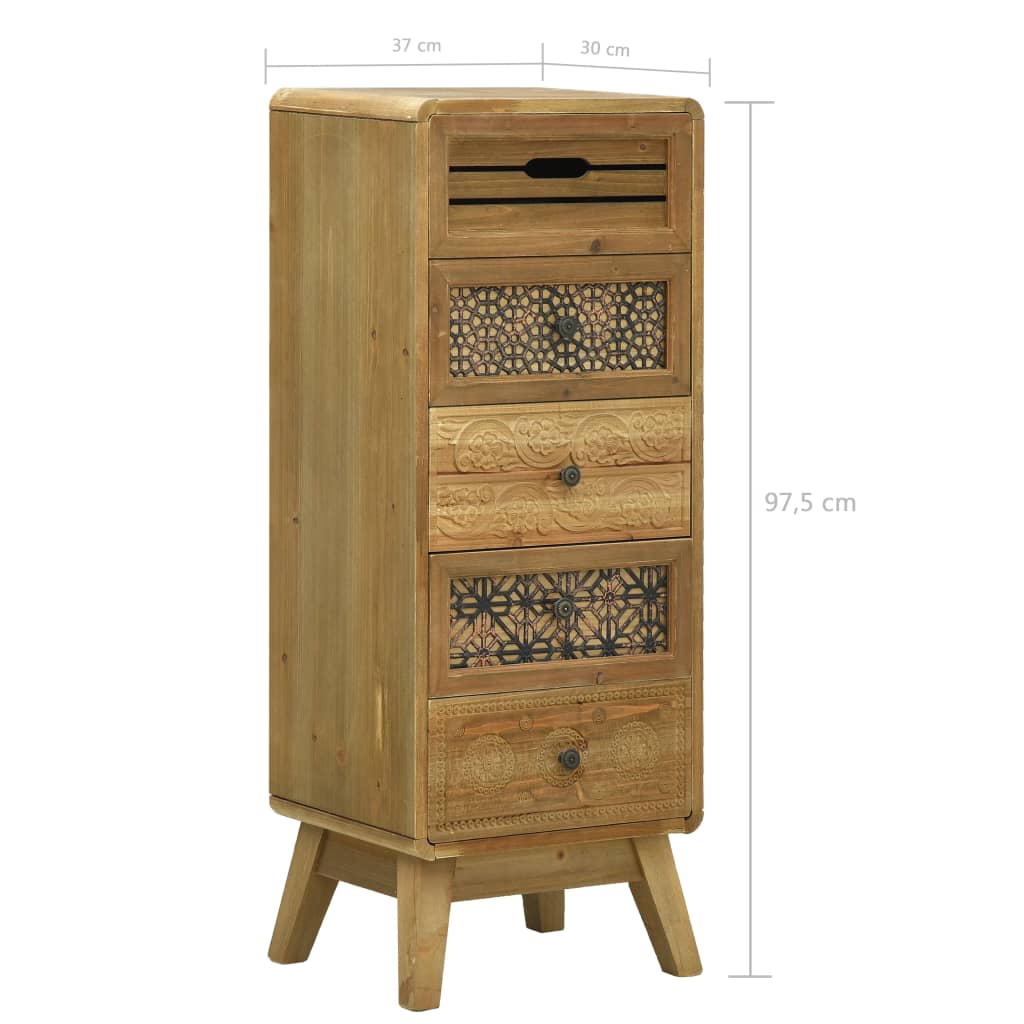 Senkki 5 vetolaatikolla ruskea 37x30x97,5 cm puu - Sisustajankoti.fi