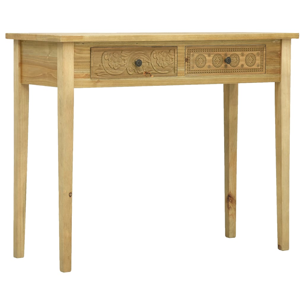 Konsolipöytä 2 laatikolla kaiverrettu ruskea 96x40x78 cm puu - Sisustajankoti.fi