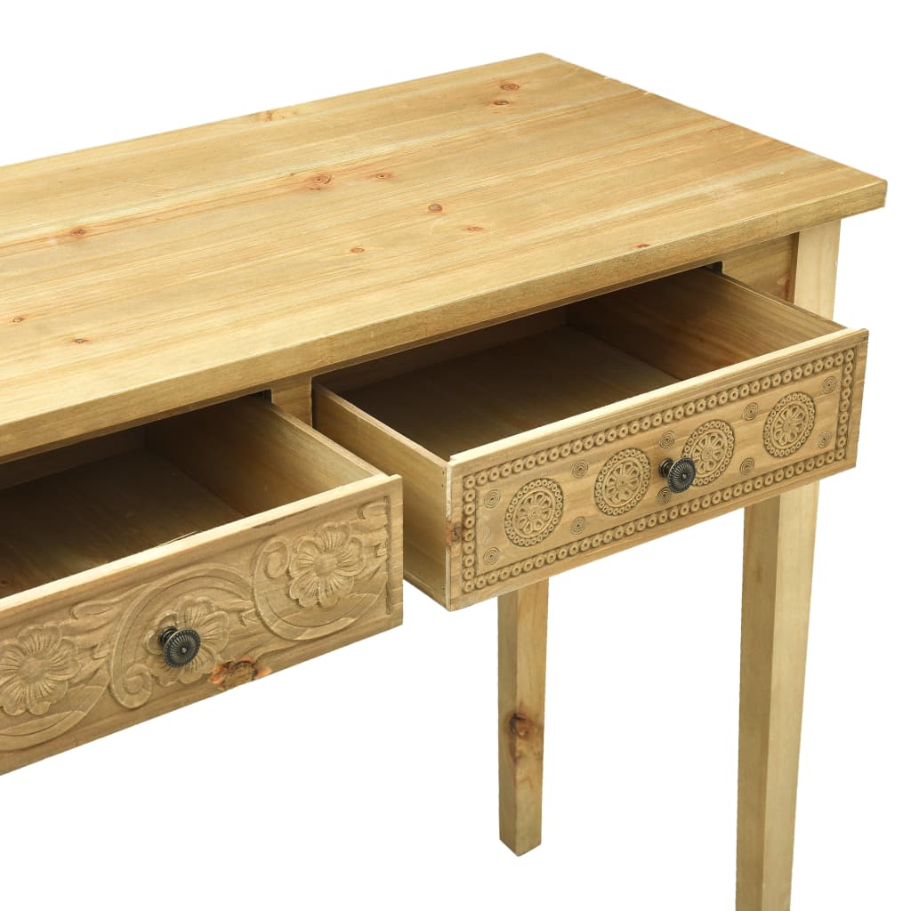 Konsolipöytä 2 laatikolla kaiverrettu ruskea 96x40x78 cm puu - Sisustajankoti.fi