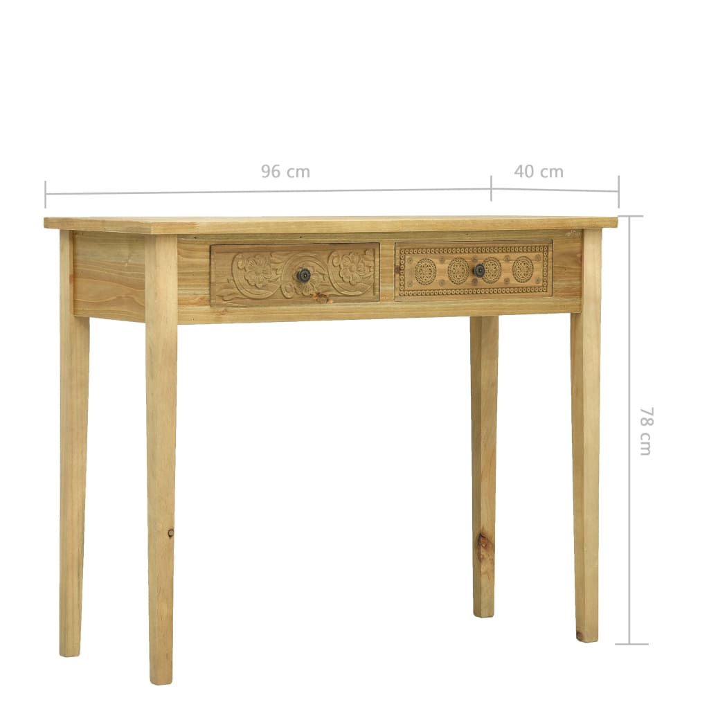 Konsolipöytä 2 laatikolla kaiverrettu ruskea 96x40x78 cm puu - Sisustajankoti.fi