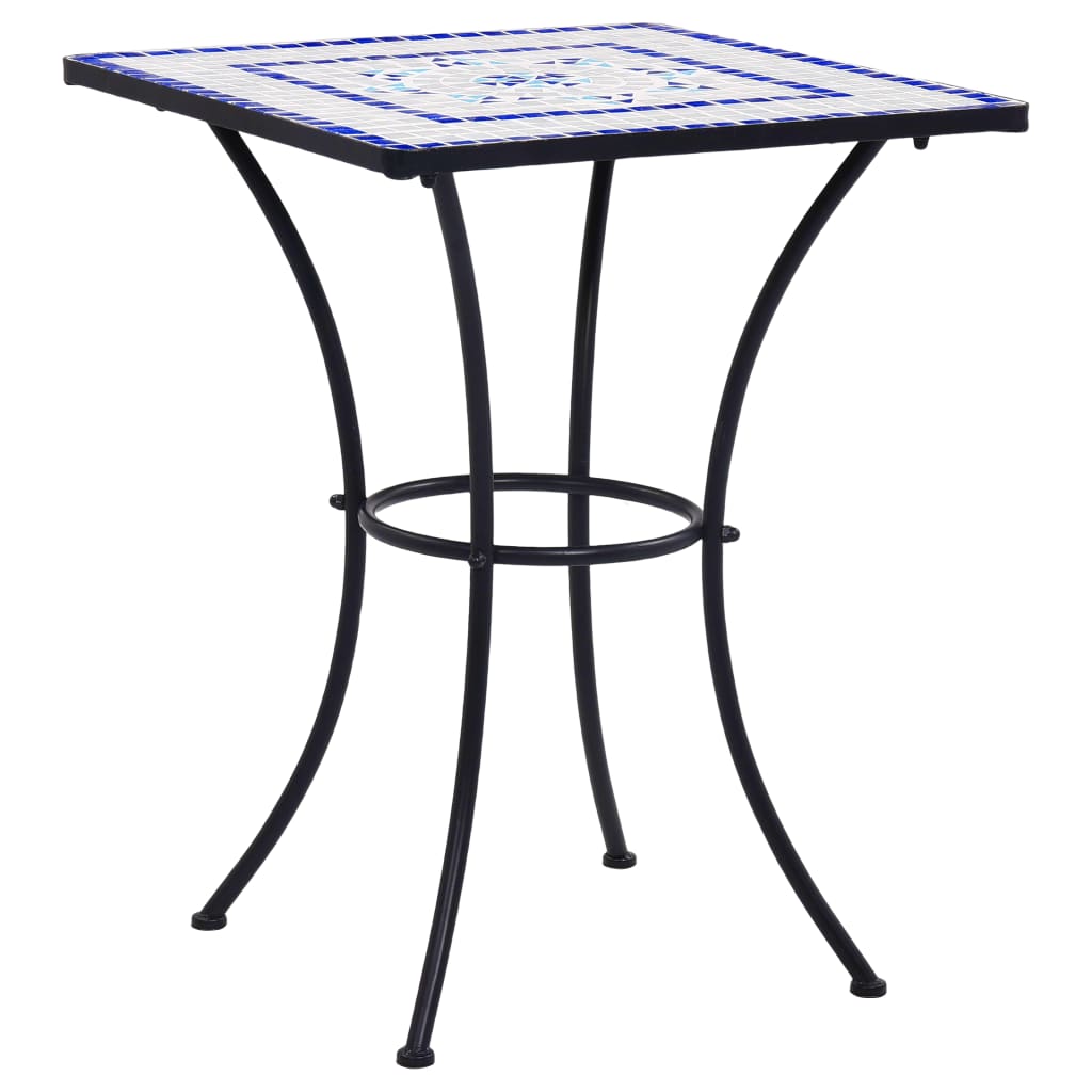 Mosaiikkibistropöytä sininen ja valkoinen 60 cm keramiikka - Sisustajankoti.fi