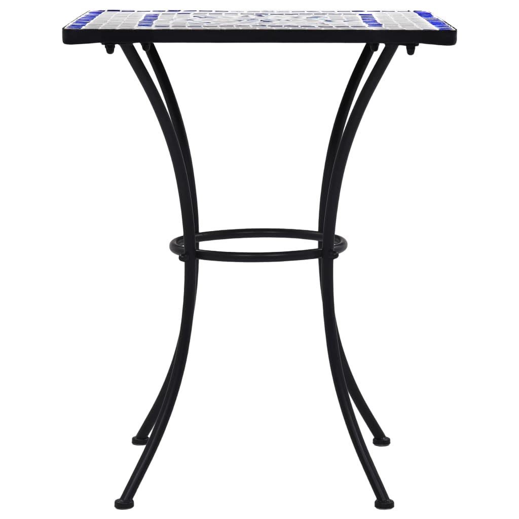 Mosaiikkibistropöytä sininen ja valkoinen 60 cm keramiikka - Sisustajankoti.fi