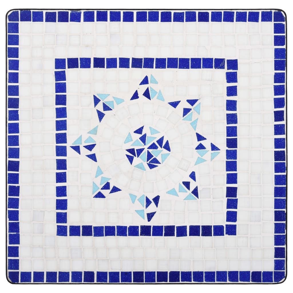 Mosaiikkibistropöytä sininen ja valkoinen 60 cm keramiikka - Sisustajankoti.fi
