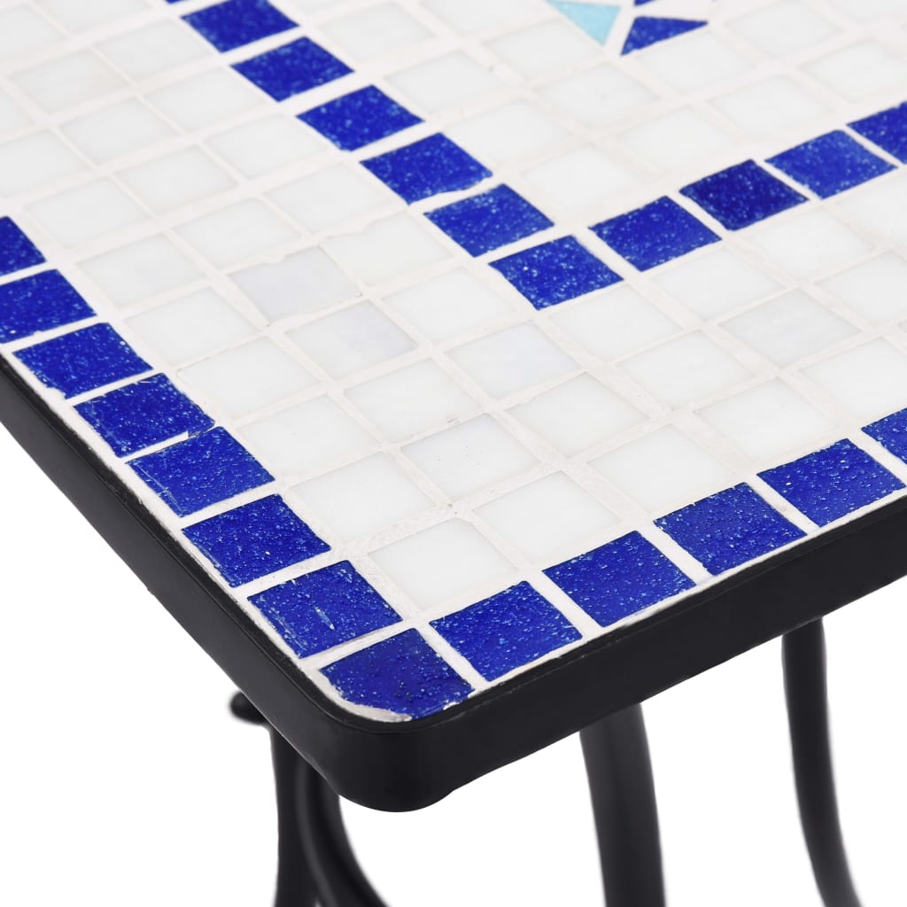 Mosaiikkibistropöytä sininen ja valkoinen 60 cm keramiikka - Sisustajankoti.fi