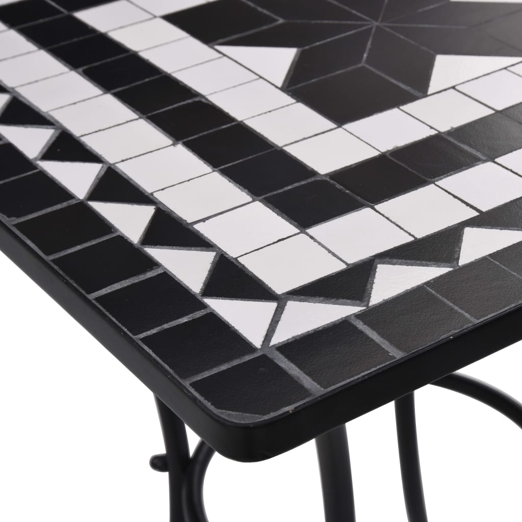 Mosaiikkibistropöytä musta ja valkoinen 60 cm keramiikka - Sisustajankoti.fi