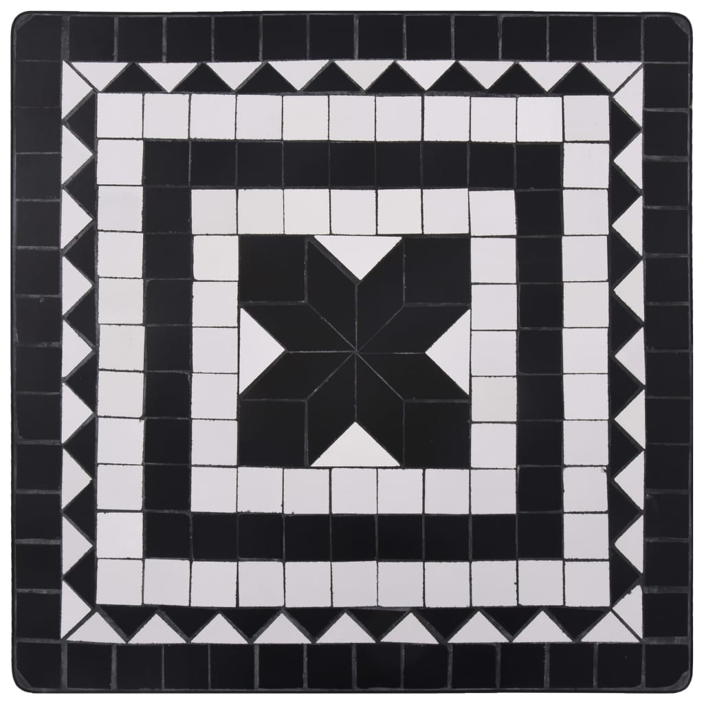 Mosaiikkibistropöytä musta ja valkoinen 60 cm keramiikka - Sisustajankoti.fi