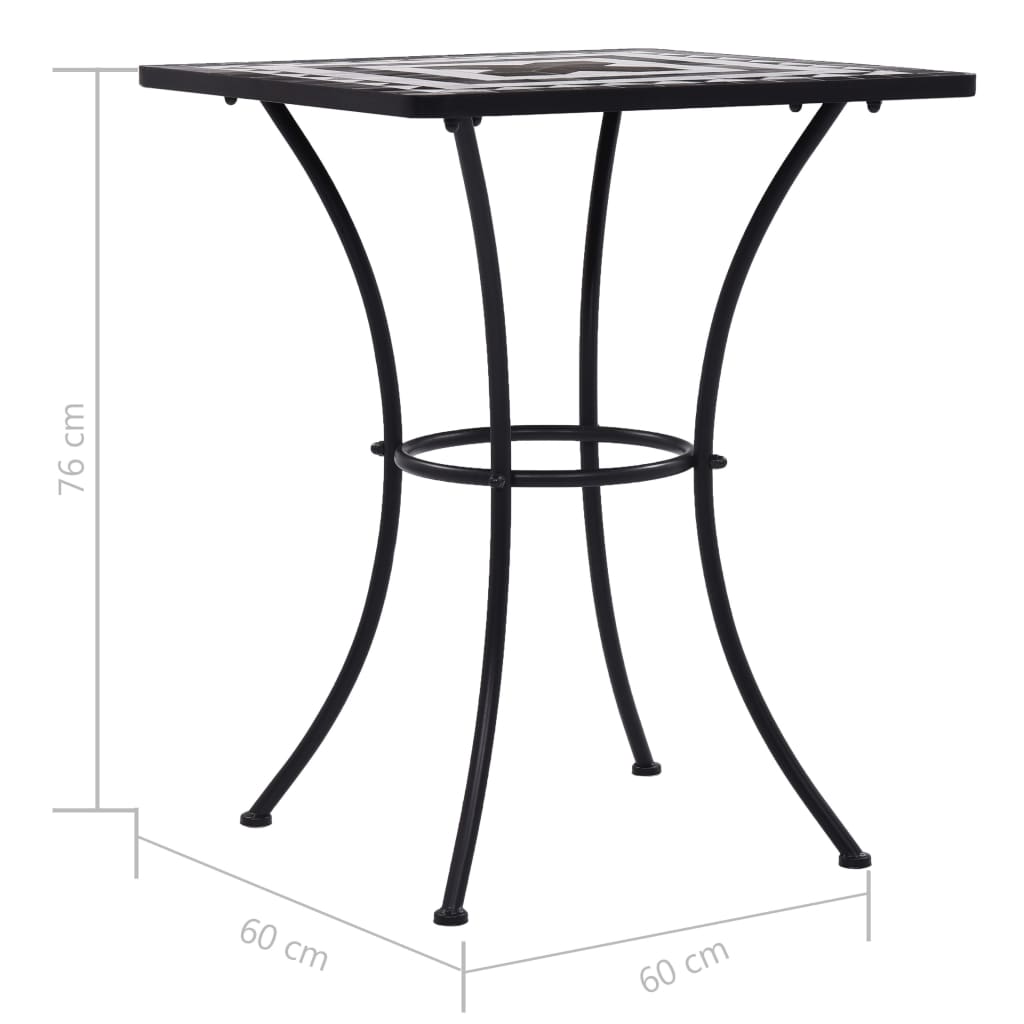Mosaiikkibistropöytä musta ja valkoinen 60 cm keramiikka - Sisustajankoti.fi