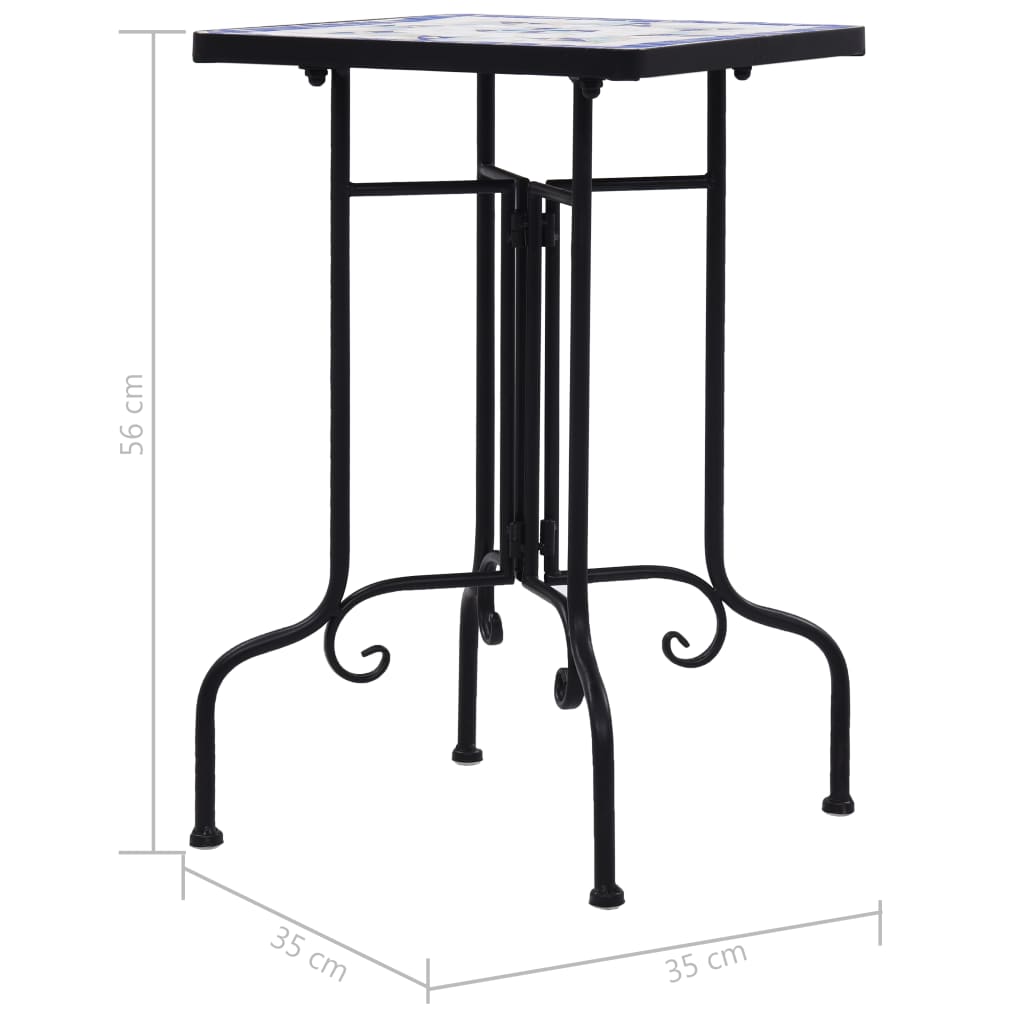 Mosaiikkisivupöytä sininen ja valkoinen keramiikka - Sisustajankoti.fi