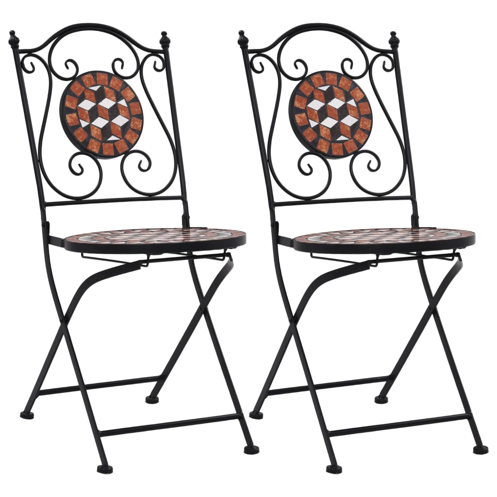 Mosaiikki bistrotuolit 2 kpl ruskea keramiikka - Sisustajankoti.fi
