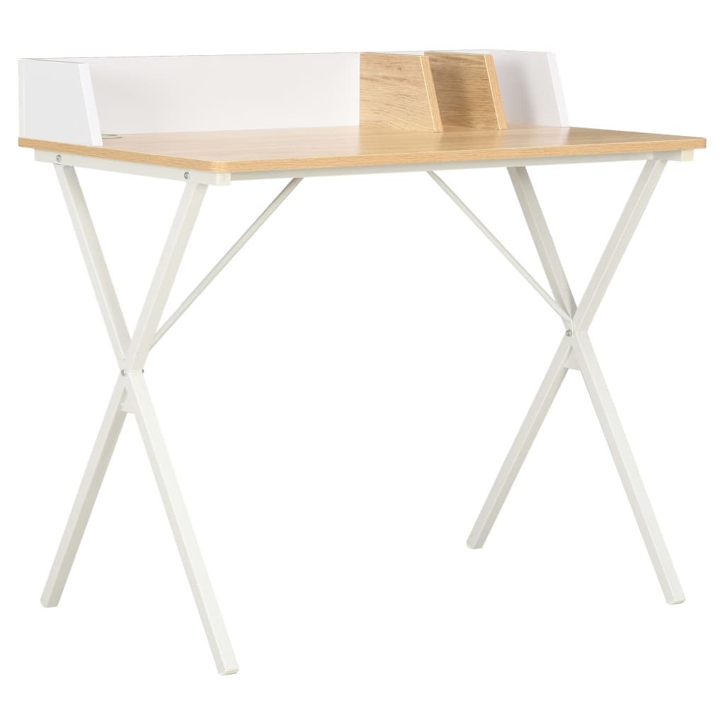 Työpöytä valkoinen ja luonnollinen 80x50x84 cm - Sisustajankoti.fi