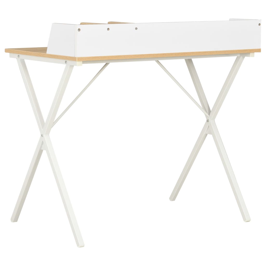 Työpöytä valkoinen ja luonnollinen 80x50x84 cm - Sisustajankoti.fi