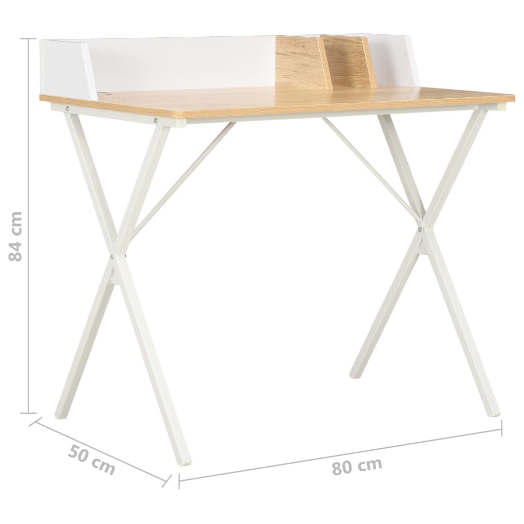 Työpöytä valkoinen ja luonnollinen 80x50x84 cm - Sisustajankoti.fi