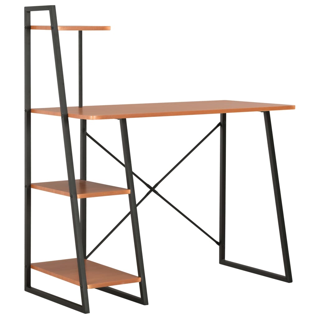 Työpöytä hyllyillä musta ja ruskea 102x50x117 cm - Sisustajankoti.fi