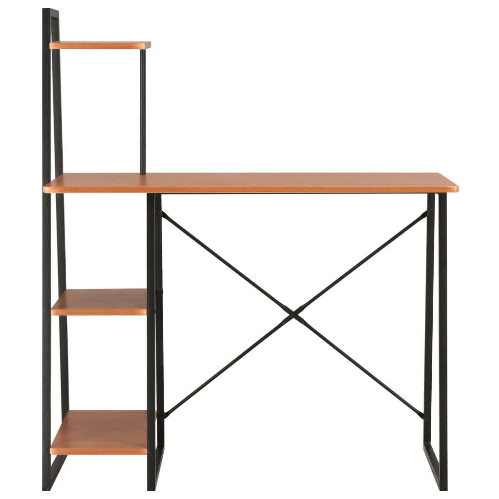 Työpöytä hyllyillä musta ja ruskea 102x50x117 cm - Sisustajankoti.fi