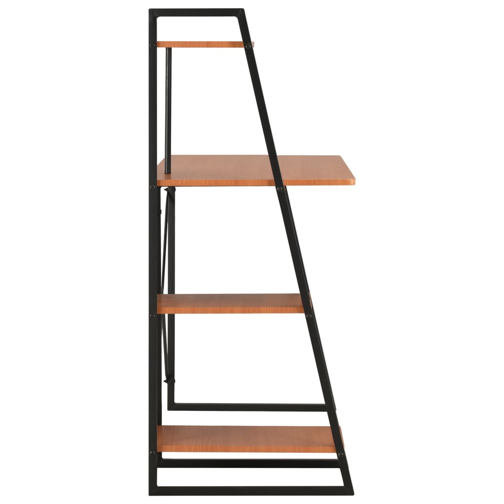 Työpöytä hyllyillä musta ja ruskea 102x50x117 cm - Sisustajankoti.fi