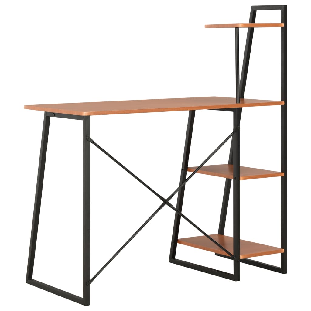 Työpöytä hyllyillä musta ja ruskea 102x50x117 cm - Sisustajankoti.fi
