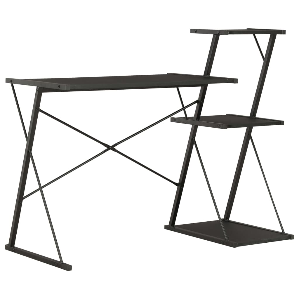 Työpöytä hyllyllä musta 116x50x93 cm - Sisustajankoti.fi