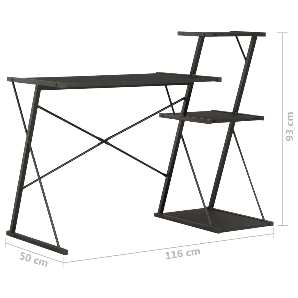 Työpöytä hyllyllä musta 116x50x93 cm - Sisustajankoti.fi