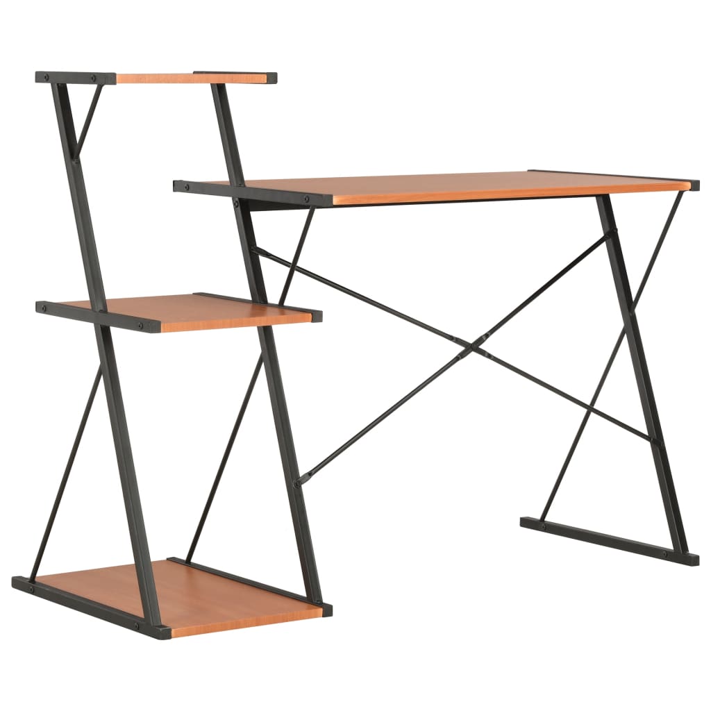 Työpöytä hyllyllä musta ja ruskea 116x50x93 cm - Sisustajankoti.fi