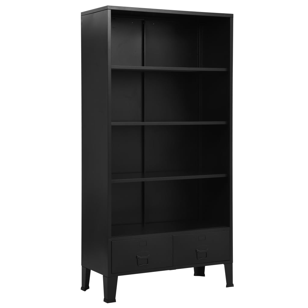 Kirjahylly teollinen musta 90x40x180 cm teräs - Sisustajankoti.fi