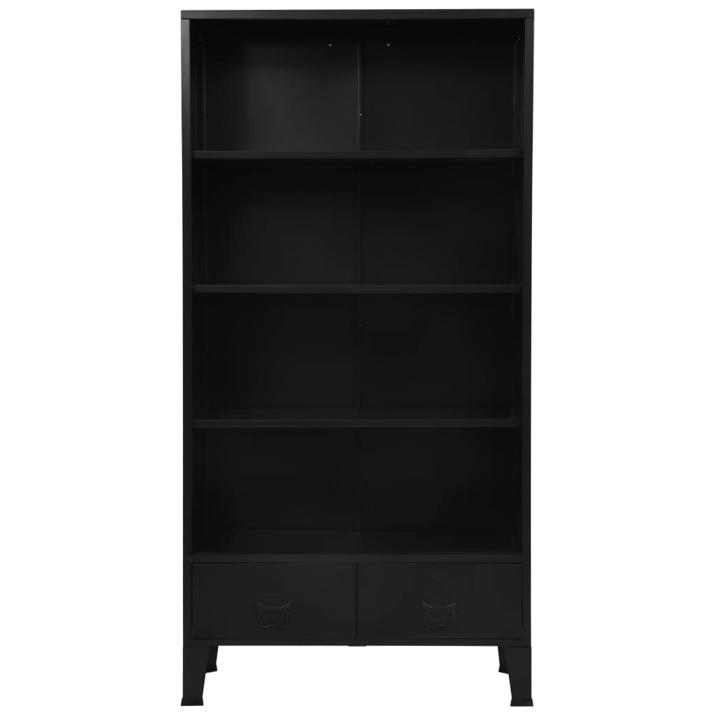 Kirjahylly teollinen musta 90x40x180 cm teräs - Sisustajankoti.fi