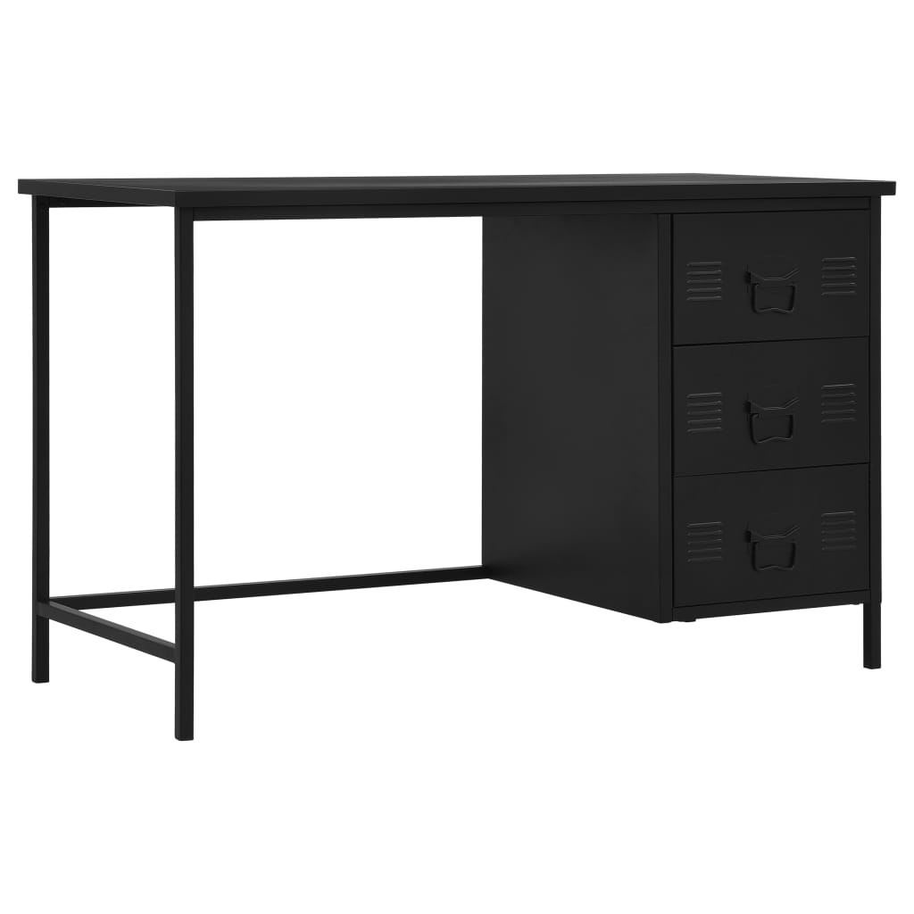 Työpöytä laatikoilla teollinen musta 120x55x75 cm teräs - Sisustajankoti.fi