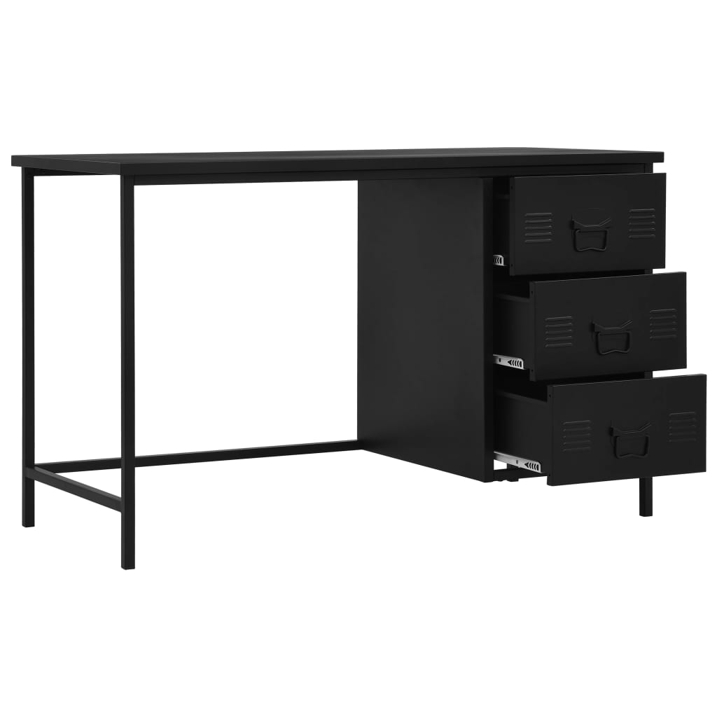Työpöytä laatikoilla teollinen musta 120x55x75 cm teräs - Sisustajankoti.fi