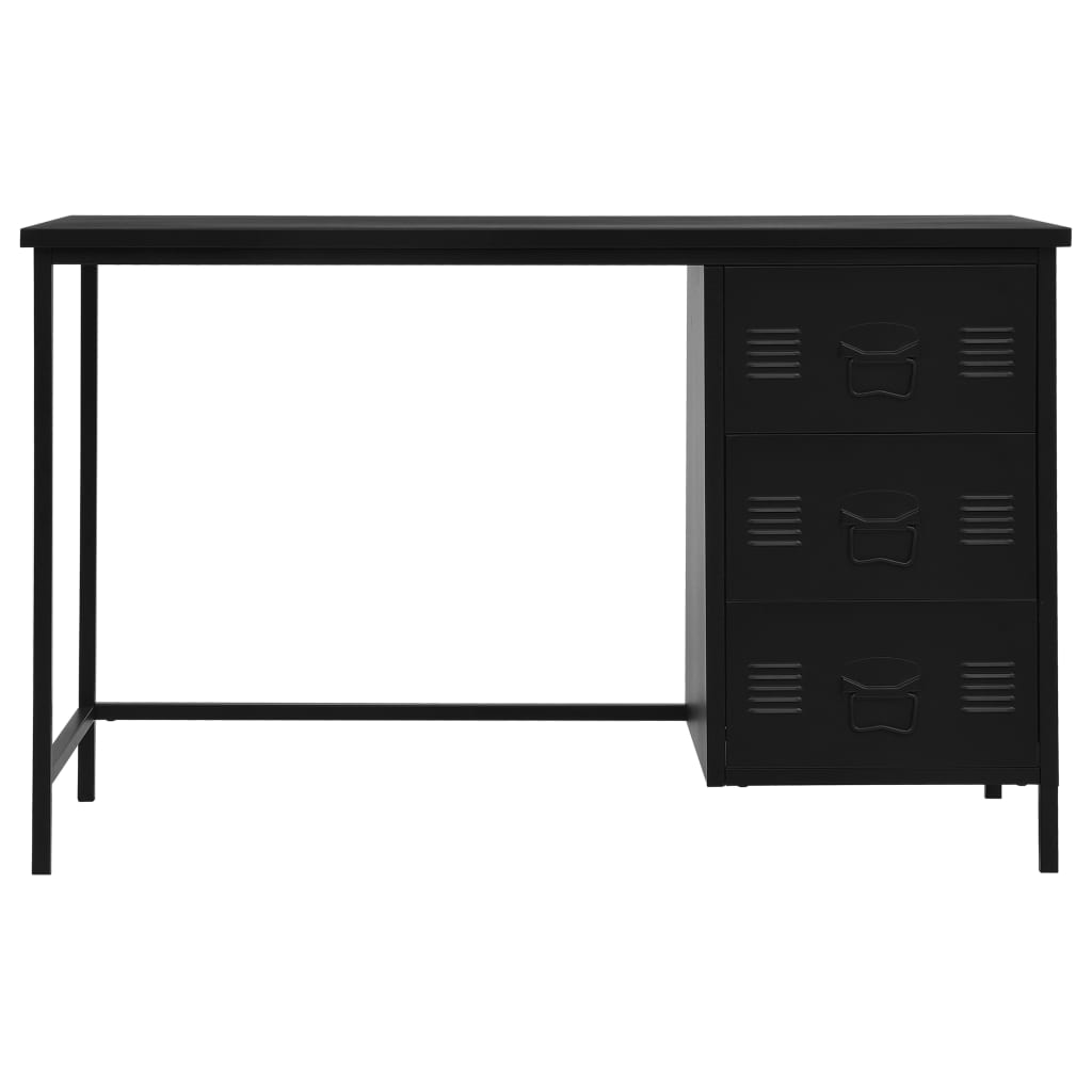 Työpöytä laatikoilla teollinen musta 120x55x75 cm teräs - Sisustajankoti.fi