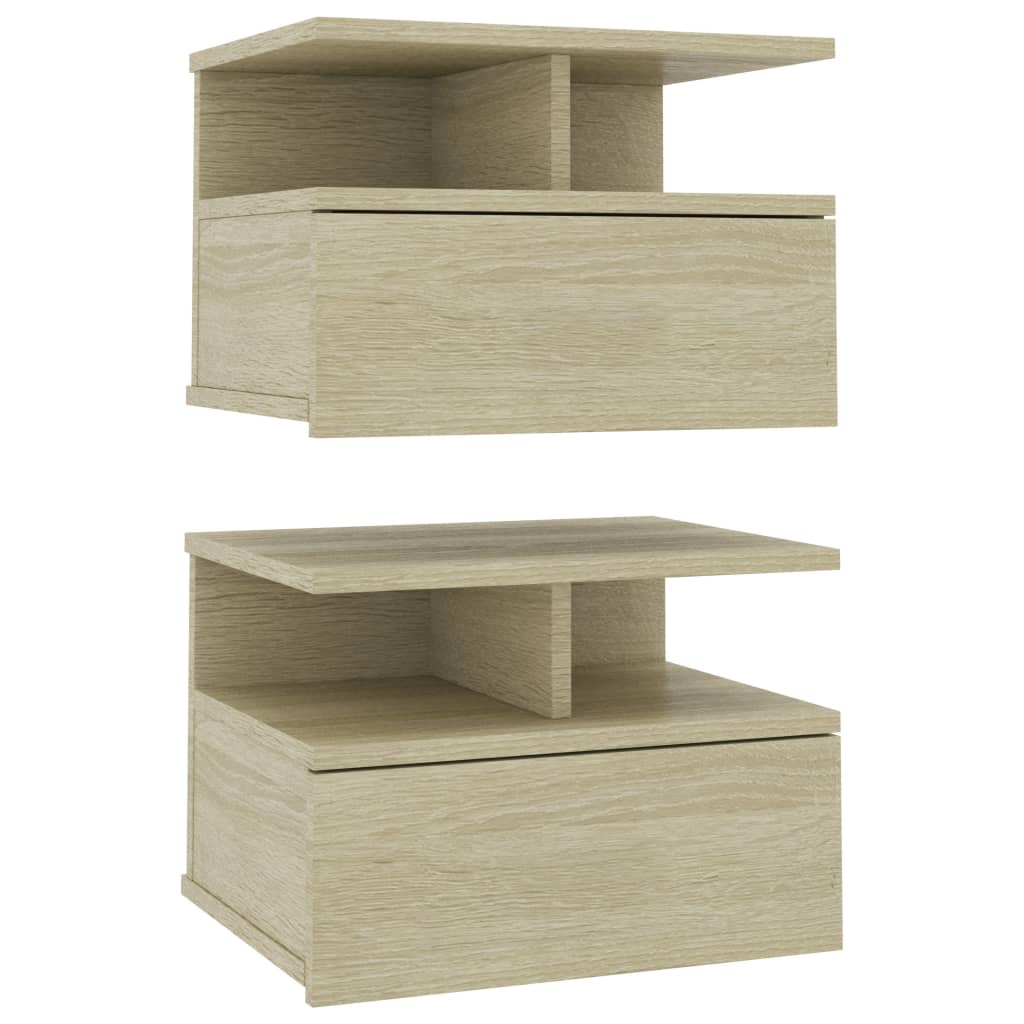 Kelluvat yöpöydät 2 kpl Sonoma-tammi 40x31x27 cm - Sisustajankoti.fi