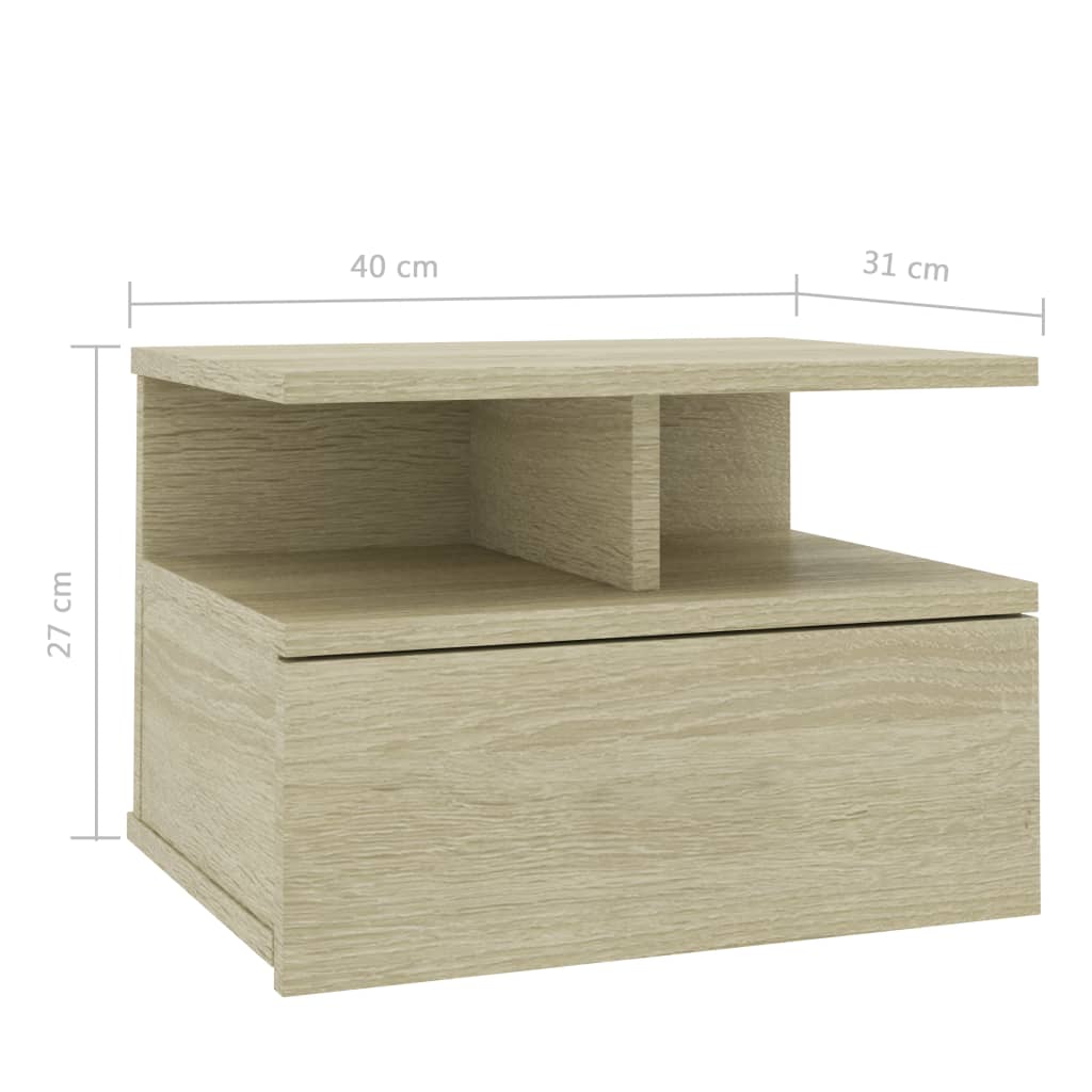 Kelluvat yöpöydät 2 kpl Sonoma-tammi 40x31x27 cm - Sisustajankoti.fi