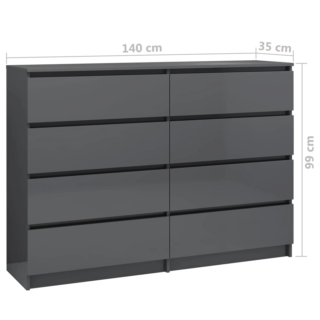 Senkki korkeakiilto harmaa 140x35x99 cm - Sisustajankoti.fi