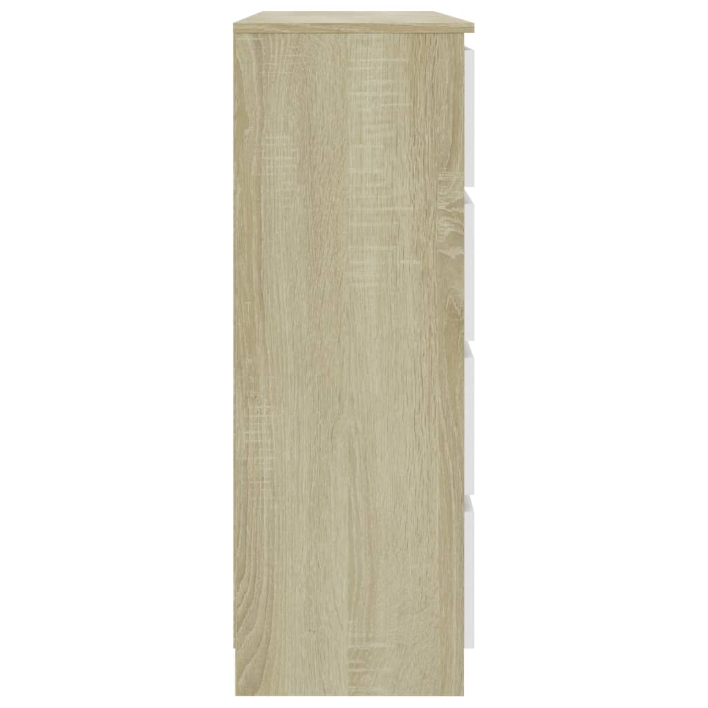 Laatikosto senkki valk. ja Sonoma-tammi 120x35x99 cm - Sisustajankoti.fi