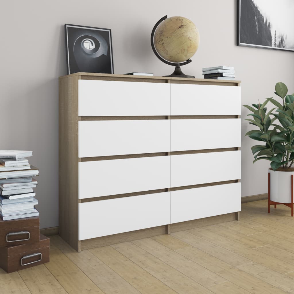 Laatikosto senkki valk. ja Sonoma-tammi 120x35x99 cm - Sisustajankoti.fi