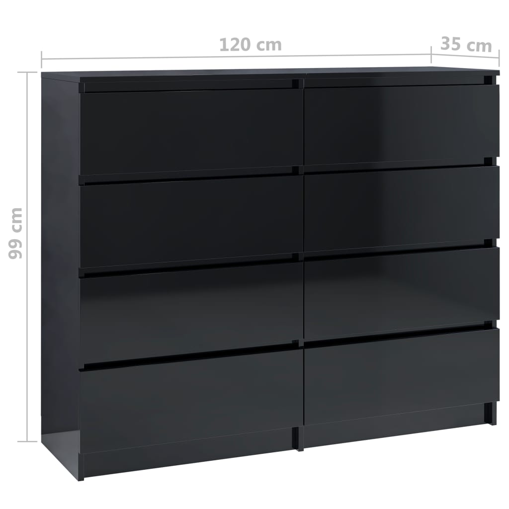 Laatikosto senkki korkeakiilto musta 120x35x99 cm - Sisustajankoti.fi