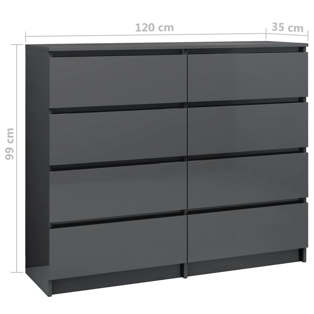 Laatikosto senkki korkeakiilto harmaa 120x35x99 cm - Sisustajankoti.fi