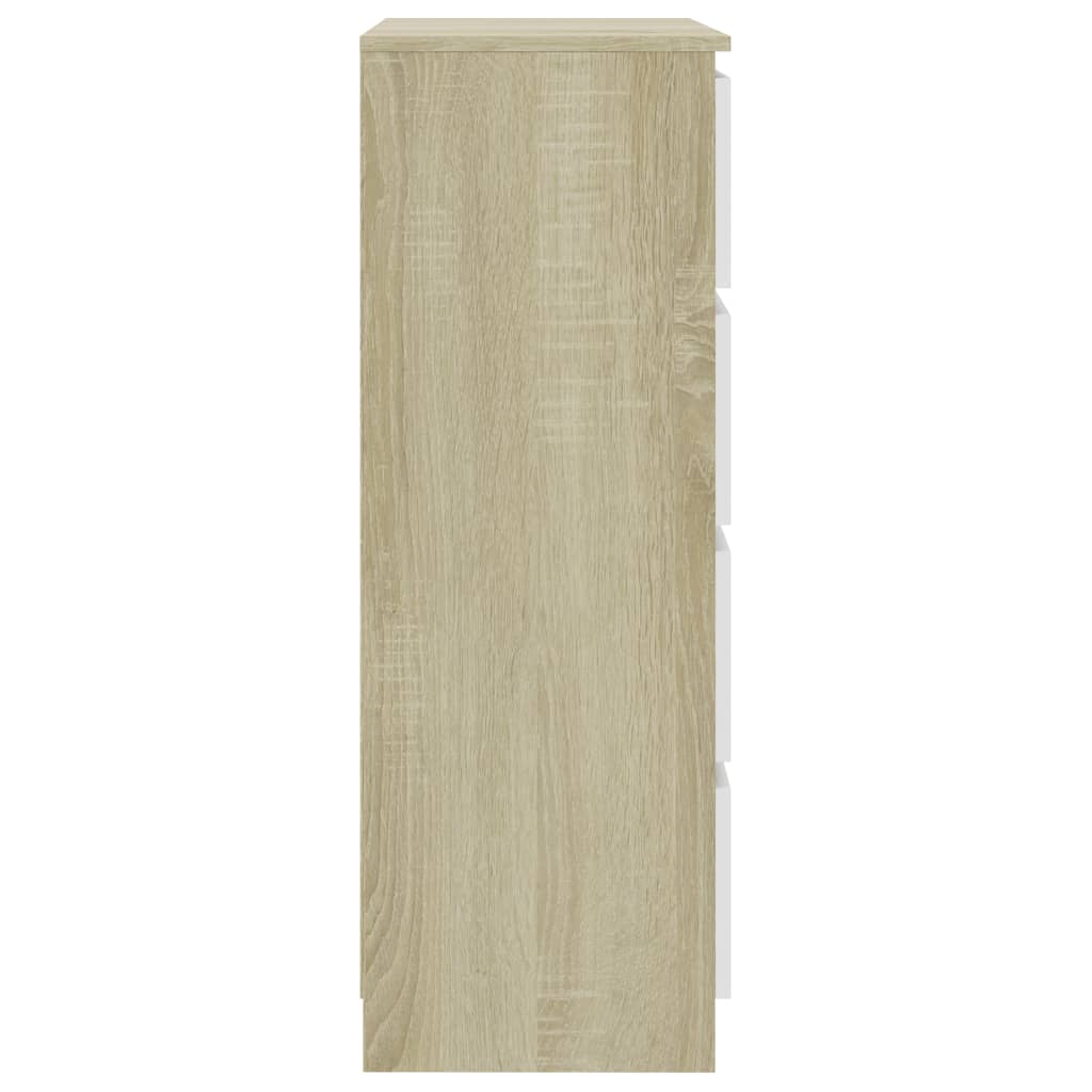 Senkki valkoinen ja Sonoma-tammi 60x35x98,5 cm tekninen puu - Sisustajankoti.fi