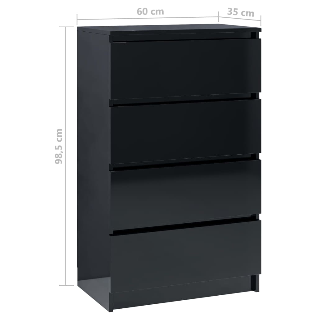 Senkki korkeakiilto musta 60x35x98,5 cm tekninen puu - Sisustajankoti.fi