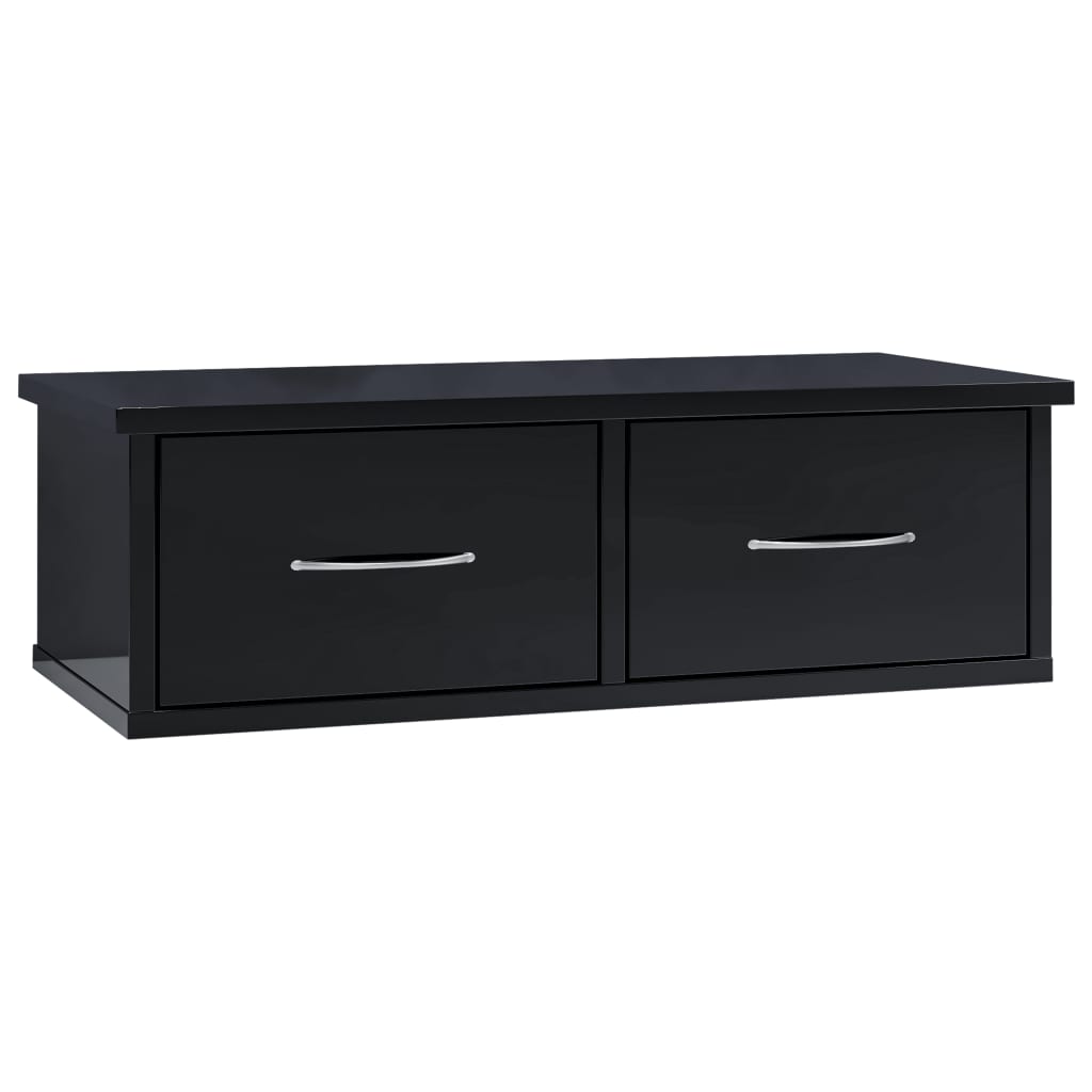 Seinälaatikkohylly korkeakiilto musta 60x26x18,5 cm - Sisustajankoti.fi